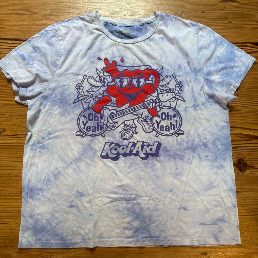 Kool-Aid purple white tie dyed‎ short sleeve graphic shirt SIZE XL